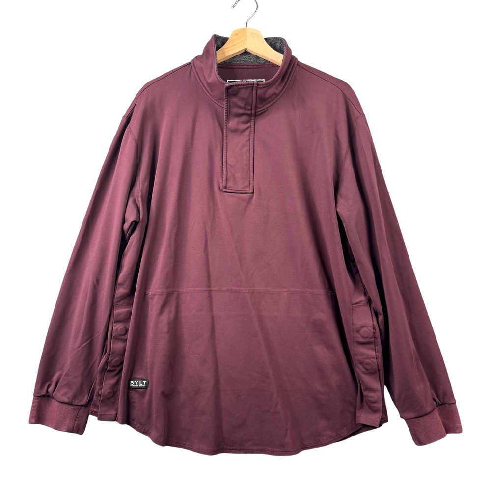BYLT Premium Basics Elite Fairway Pullover Maroon Snap Quarter Zip Mens Size XL